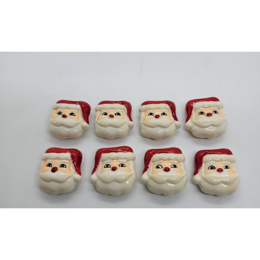 Set Of 8 Vintage KC Creations Santa Claus Head Button Covers